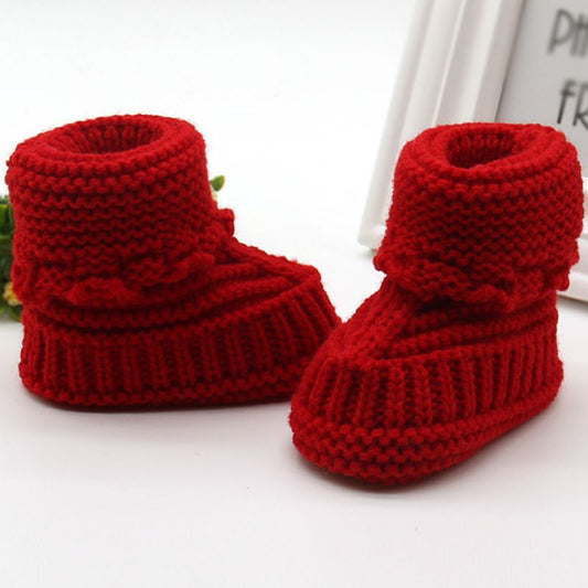 Handmade Knitted Wool Baby Booties – Soft Sole Shoes for Boys and Girls