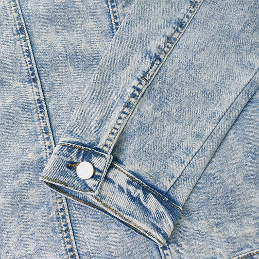 Men’s Denim Shirt Jacket – Trendy Slim Fit Polo Collar Casual Jacket