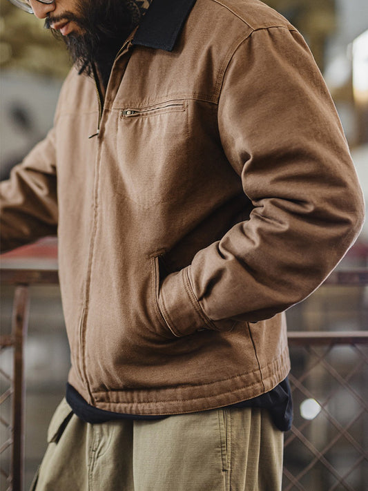 Men’s Vintage Cotton-Padded Jacket – Lapel Collar Padded Coat for Fall & Winter