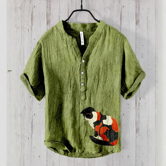 Men’s Retro Printed Short-Sleeve T-Shirt – Casual Loose-Fit Summer Top.