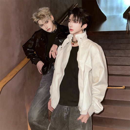 Men's Stylish Casual Short Leather Jacket – Trendy Biker & Streetwear Outerwear