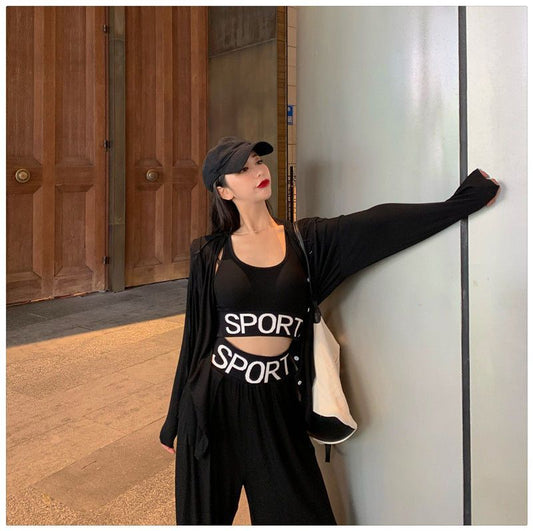 Women’s Casual Outerwear Vest & Wide-Leg Pants Sportswear Set