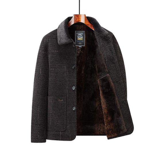 Men’s Cotton-Padded Wool Coat – Dad-Style Lapel Jacket for Middle-Aged and Elderly Men