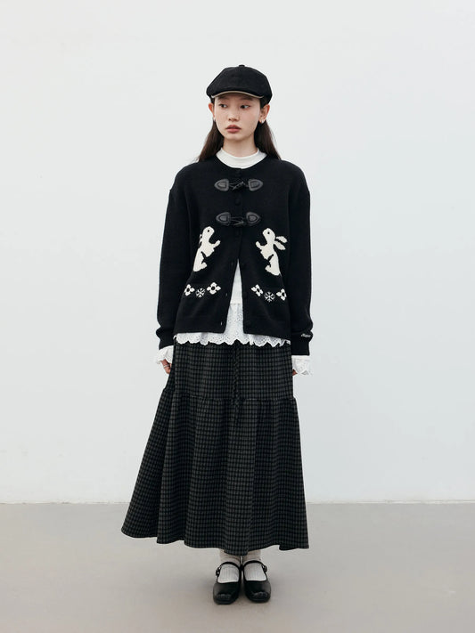 CHIC VEN Women’s Loose Rabbit Knit Sweater – O-Neck Horn Button Cardigan for Autumn, Winter & Spring 2026