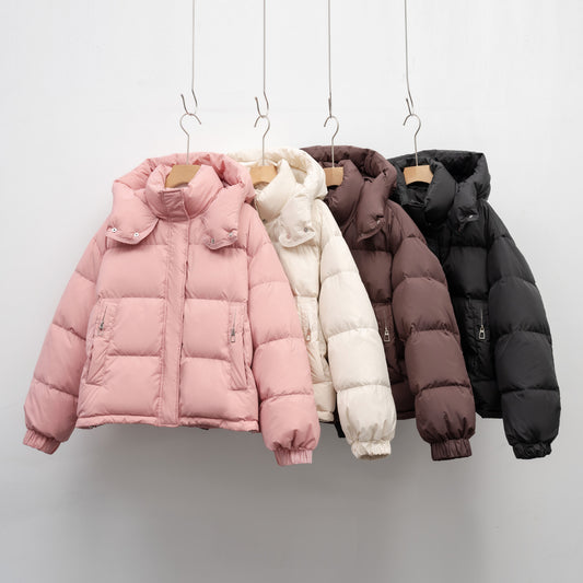 Women’s Korean-Style Hooded Puffer Jacket – Warm Winter Coat for Cold Weather