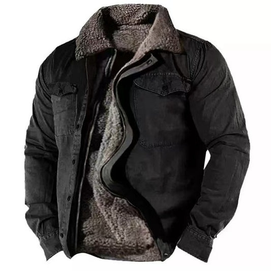 Men’s Casual Cotton Zipper Jacket – Loose Fit Grey Brown Youth Outerwear
