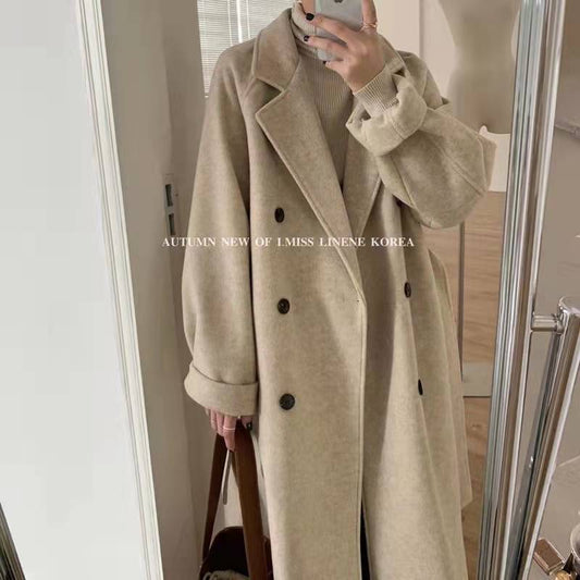 Women’s Wool Coat Mid-length Loose Thicken Autumn Winter New Style Overcoat