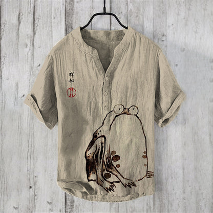 Men’s Retro Printed Short-Sleeve T-Shirt – Casual Loose-Fit Summer Top.