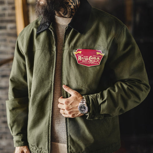 Men’s Vintage Cotton-Padded Jacket – Lapel Collar Padded Coat for Fall & Winter