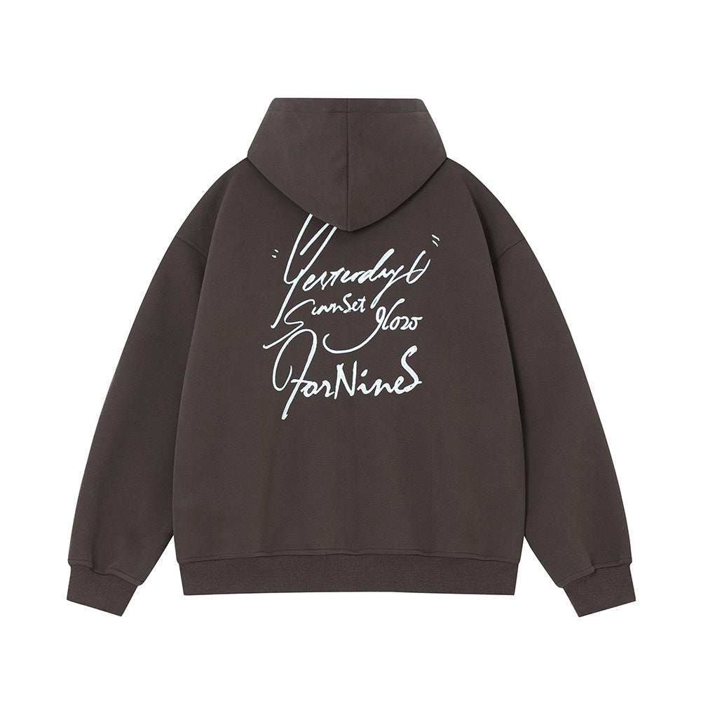 Unisex Zip-Up Hoodie – Trendy High-Street Hooded Cardigan for Couples