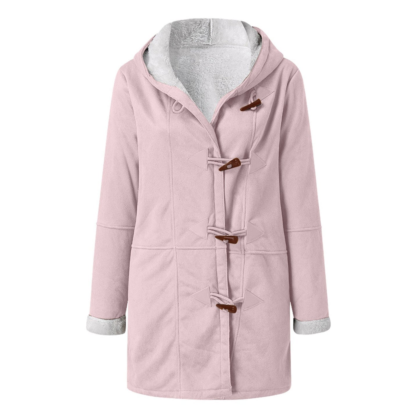 Women’s Winter Button Coat – Warm Hooded Jacket with Pockets