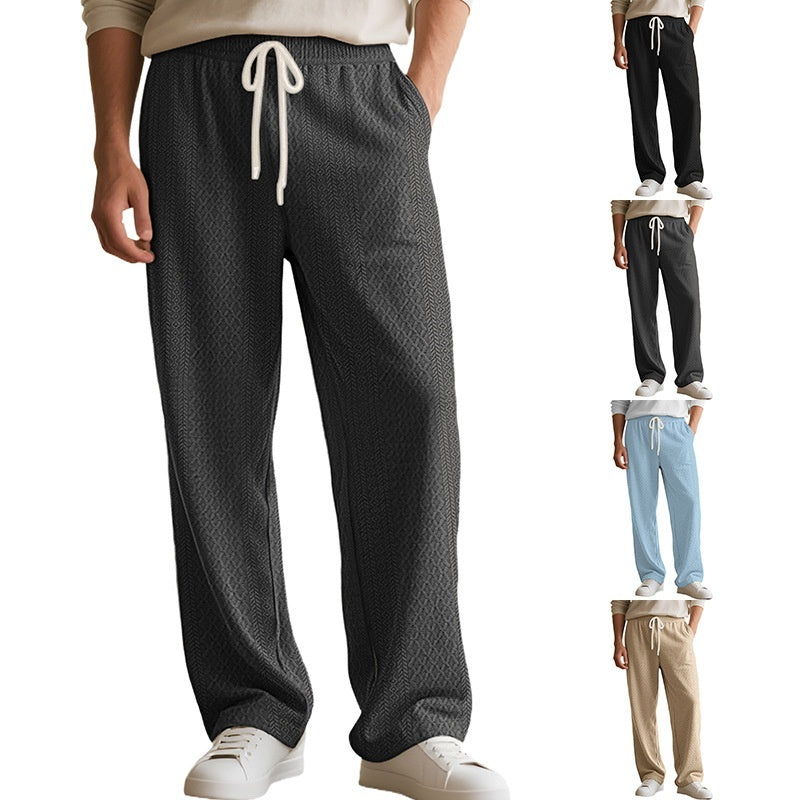 Men’s Loose Casual Jacquard Knit Pants – Straight-Leg Comfortable Trousers