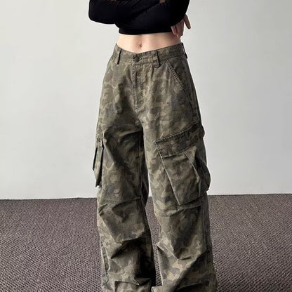 Women's Loose Flared Wide-Leg Casual Pants with Multiple Pockets – Comfortable & Versatile