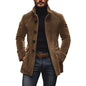 Men’s Winter Stand Collar Button-Up Jacket – Casual Blazer Style Outerwear Coat