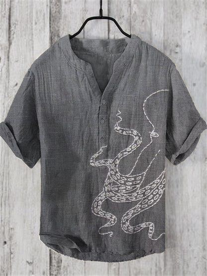 Men’s Retro Printed Short-Sleeve T-Shirt – Casual Loose-Fit Summer Top.