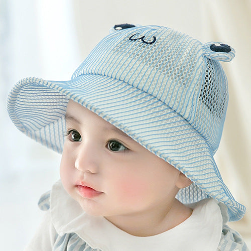 Grid Pattern Sun Protection Basin Hat – Lightweight Summer Baby Hat