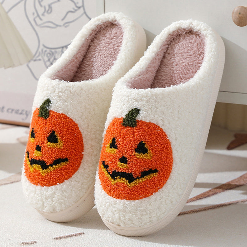 Halloween Pumpkin Slippers – Warm Winter Indoor House Shoes for Women & Men