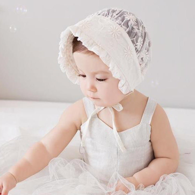 Baby Girl Lace Sun Hat – Princess Fisherman Bucket Hat with Sunshade