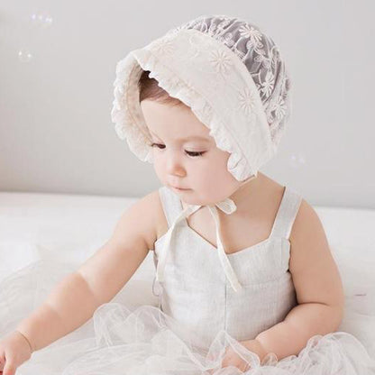 Baby Girl Lace Sun Hat – Princess Fisherman Bucket Hat with Sunshade