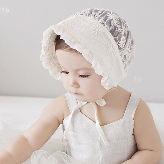 Baby Girl Lace Sun Hat – Princess Fisherman Bucket Hat with Sunshade