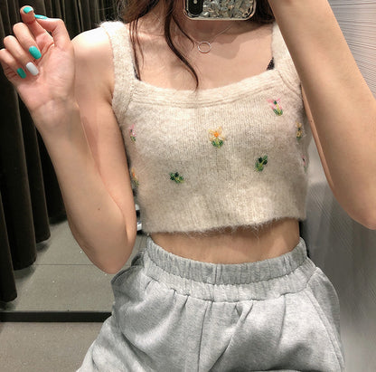 Knitted V-Neck Cardigan Sweater – Stylish Camisole Knit Top for Women