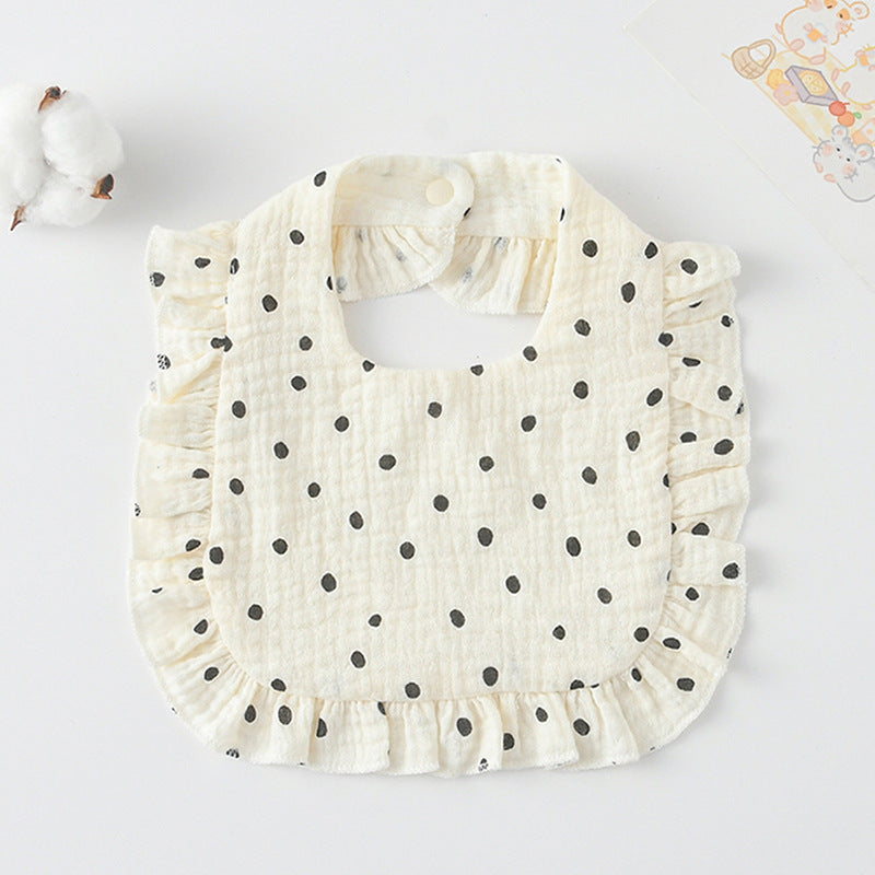 Baby Ruffled Cotton Bib – Printed Gauze Lace Absorbent Feeding Bib