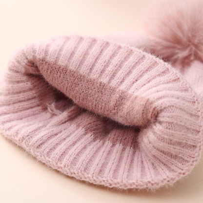 Baby Double-Layer Jacquard Hat – Thickened Heart Pattern Winter Cap