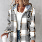 Women’s Plaid Hooded Jacket – Casual Buttoned Pocket Coat for Autumn & Winter