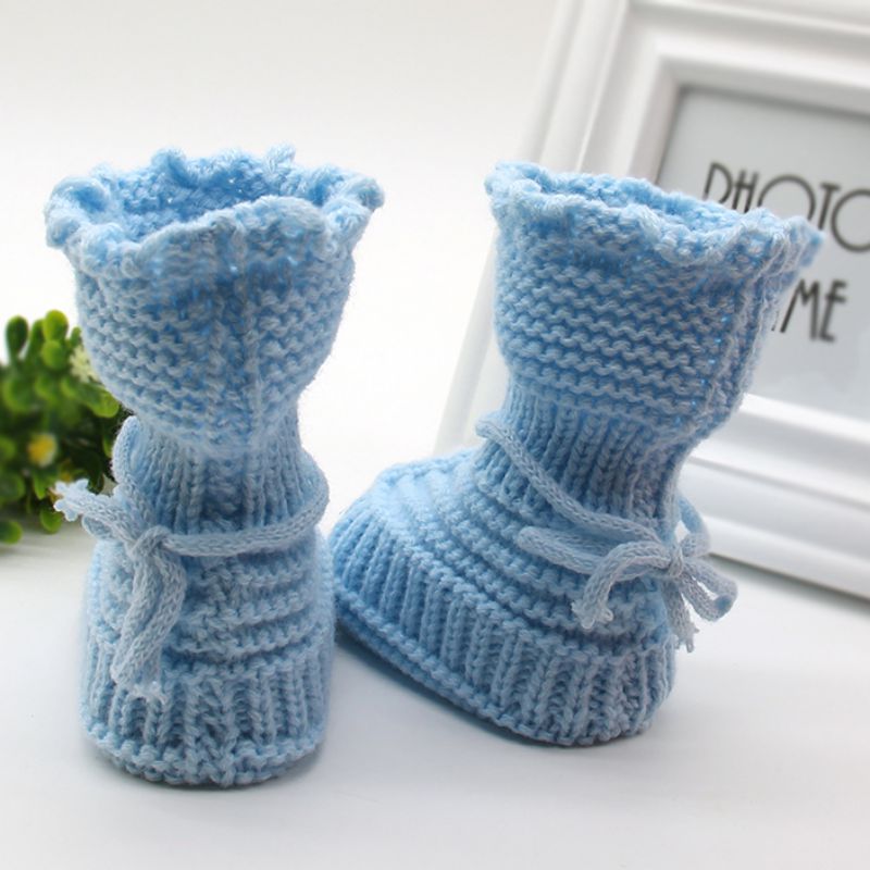Handmade Knitted Wool Baby Booties – Soft Sole Shoes for Boys and Girls
