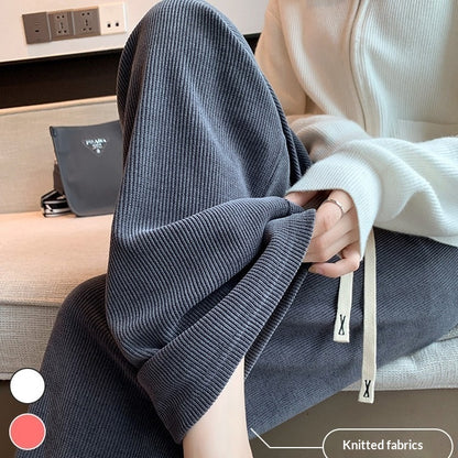 Women’s High-Waisted Straight-Leg Drapey Knit Lounge Pants – Comfortable Casual Homewear