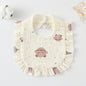 Baby Ruffled Cotton Bib – Printed Gauze Lace Absorbent Feeding Bib