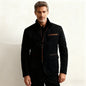 Men’s Stand-Up Collar Zip-Up Jacket – Casual Vintage Outerwear Coat
