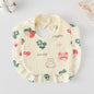 Baby Ruffled Cotton Bib – Printed Gauze Lace Absorbent Feeding Bib
