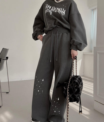 Retro Style Round Neck Letter Print Sweatshirt