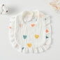 Baby Ruffled Cotton Bib – Printed Gauze Lace Absorbent Feeding Bib