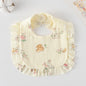 Baby Ruffled Cotton Bib – Printed Gauze Lace Absorbent Feeding Bib