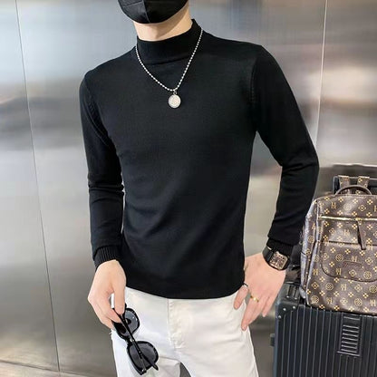 Men’s Contrast-Color Knit Crew Neck Sweater – Fashionable Casual Pullover