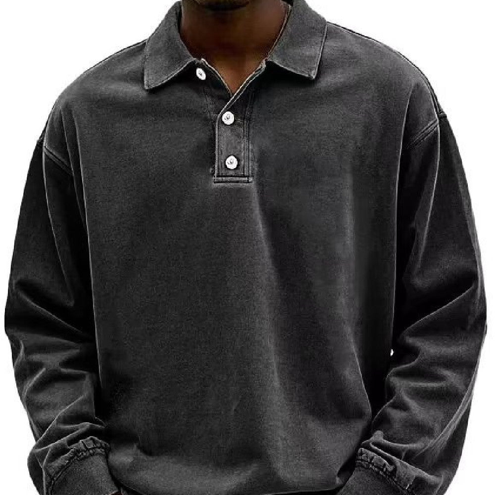Men’s Fall Polo Shirt Long Sleeve – High-Quality, Breathable, Casual Solid T-Shirt