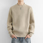 Chunky Knit Crew Neck Sweater – Warm Loose-Fit Winter Pullover