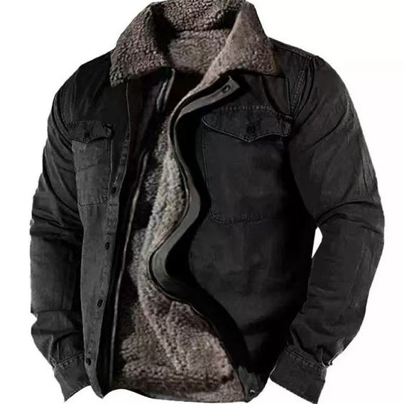 Men’s Casual Cotton Zipper Jacket – Loose Fit Grey Brown Youth Outerwear