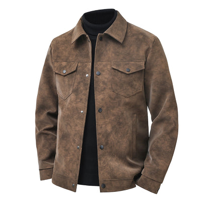 Men’s Vintage American-Style Leather Jacket – Trendy Casual Streetwear Outerwear