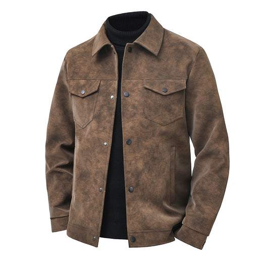 Men’s Vintage American-Style Leather Jacket – Trendy Casual Streetwear Outerwear