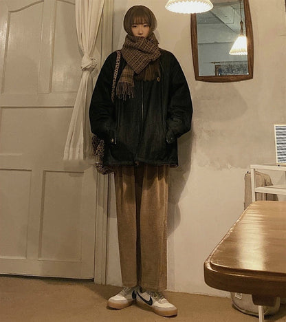 Women’s Loose Straight‑Leg Drop‑Crotch Pants – Casual Autumn/Winter Student Leisure Trousers