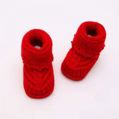 Handmade Knitted Wool Baby Booties – Soft Sole Shoes for Boys and Girls