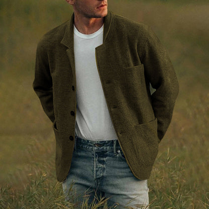 Men’s Solid-Color Wool Jacket – Youthful Trendy Fashion Outerwear