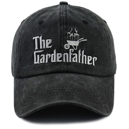 Men’s Black “The Garden Father” Baseball Cap – Funny Embroidered Adjustable Cotton Hat