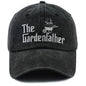 Men’s Black “The Garden Father” Baseball Cap – Funny Embroidered Adjustable Cotton Hat