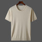 Men’s Hollow-Out Knitted Short-Sleeve Shirt – Casual Breathable Summer Top
