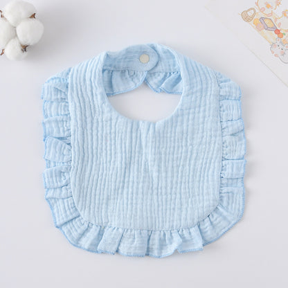 Baby Ruffled Cotton Bib – Printed Gauze Lace Absorbent Feeding Bib