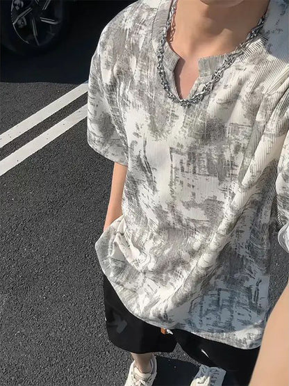 Men’s Oversized Short-Sleeve T-Shirt – American High-Street Half Sleeve Tee